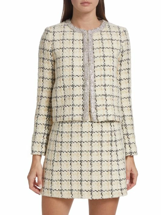 Alice + Olivia Kidman Embellished Tweed Jacket 5 Alice + Olivia Kidman Embellished Tweed Jacket - Image 3