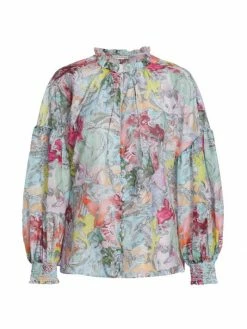 Alice + Olivia Julius Printed Button-Front Blouse