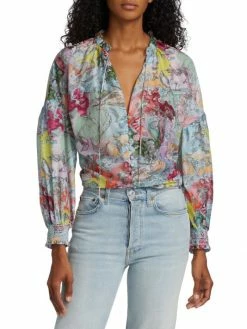 Alice + Olivia Julius Printed Button-Front Blouse -Alice + Olivia Sales unnamed file 994