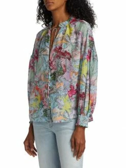 Alice + Olivia Julius Printed Button-Front Blouse -Alice + Olivia Sales unnamed file 995