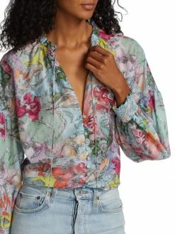 Alice + Olivia Julius Printed Button-Front Blouse -Alice + Olivia Sales unnamed file 997